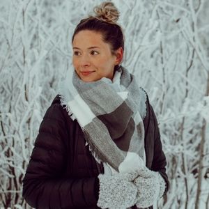 Plaid Blanket Scarf- Baby Blues